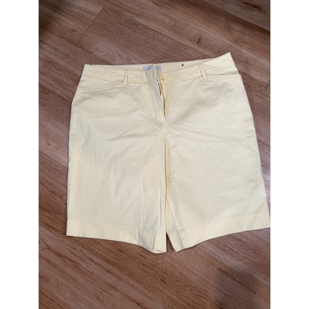 Talbots Womens Yellow Chino Shorts Size 16 Pastel Summer Casual Classic Cotton
